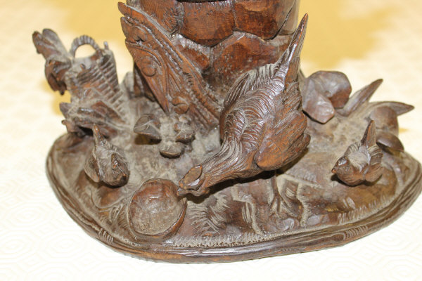 A 19th Century Black Forest type carved cased mantle clock, decorated in high relief with cockerel, - Image 3 of 15