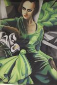 IN THE MANNER OF TAMARA DE LEMPICKA (20th Century) "The lady in a green dress",