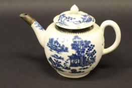 An 18th Century Worcester blue and white teapot,