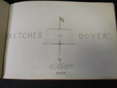W OLIVER "Sketches at Dover 1868" with various pen sketches of the landscape and people in humorous