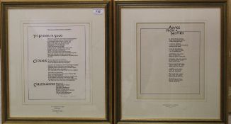 A collection of framed and glazed poems by various poets such as JOHN BETJEMAN, etc,
