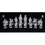 A 19th Century Anglo-Chinese ivory and red stained chess set, Canton circa 1870, height of King,