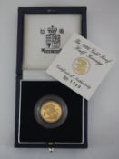 A 1996 gold proof half sovereign