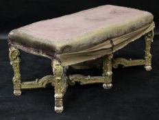 A 19th Century giltwood and gesso framed duet stool in the Louis XVI taste,