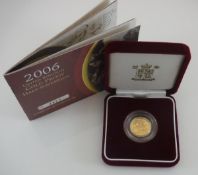 A 2006 gold proof half sovereign no 2421
