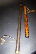 A George IV painted truncheon inscribed with royal insignia "Hon y soit qui mal y pense" and "Dieu
