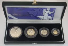 A 2001 silver proof Britannia collection four coin set