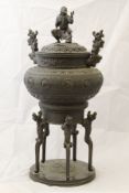 A Japanese Meiji period bronze Koro of large proportions,