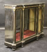 A Victorian black painted credenza in the Neo-Classical taste with Wedgwood Jasper decorated