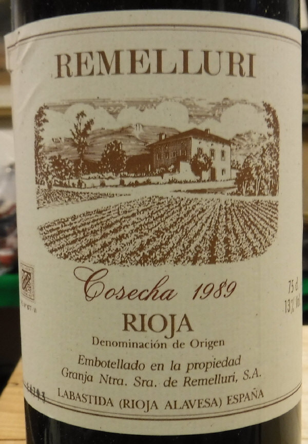 Twelve bottles Remelluri Consecha Rioja 1989,