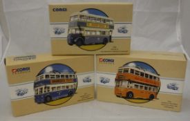 A collection of Corgi Classics Public Transport Vehicles including Guy Arab Utility Bus London