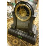 A 19th Century black marble and malachite cased mantle clock, the movement by S Wartenberg of Paris,