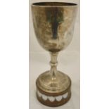 A silver trophy goblet, the plain bowl inscribed "Stow Chamber of Commerce Winner ,