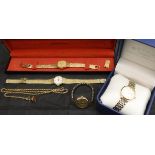 A ladies rotary wrist watch in a gold plated steel case and strap,