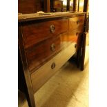 An Edwardian mahogany dressing chest, pair of modern single drawer side tables,