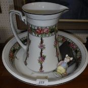 A Victorian wash bowl and jug set,