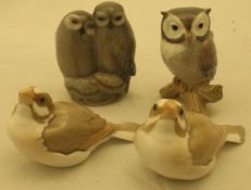 A collection of Royal Copenhagen figures of Two Owls (834),