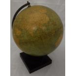 A Phillips 9" terrestrial globe on replacement plastic base CONDITION REPORTS Unsure