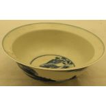 A Chinese blue and white bowl of ogee form,