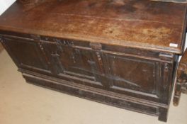 An oak mule chest in the 17th Century style,
