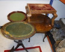 A collection of various household items to include occasional tables, electro-plated wares,