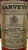 One bottle Harvey's Grande Champagne Cognac Frapin Vintage 1943, landed 1963,