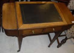 An Edwardian mahogany and satinwood strung writing table,