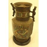 A 19th Century Chinese bronze and cloisonné vase,