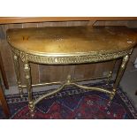 A gold painted demi-lune side table in the Louis XVI manner CONDITION REPORTS 113 x