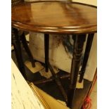 A small mahogany occasional table, colour print of "A Hare" AFTER SARAH PYE, another similar,
