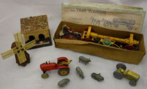 A quantity of various figures including Charben's Series tree wagon, boxed,