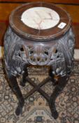A Chinese carved rosewood vase stand,