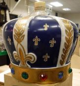 One bottle Sempe Couronne Impériale Armagnac, in Limoges Porcelain crown bottle with stopper,