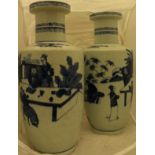 A pair of 19th Century Chinese blue and white Roulade vases,