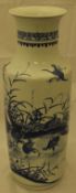 A Chinese blue and white cylindrical vase,