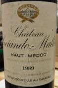 Two bottles Chateau Sociando-Mallet Haut-Médoc 1989 (2)