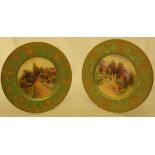 Two Royal Worcester plates hand-painted by R.