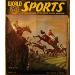 Twenty volumes "World Sports Magazines", similar blue bindings,