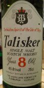 One bottle Talisker Single Malt Scotch Whisky 8 Years Old "The Golden Spirit of The Isle of Skye"