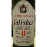 One bottle Talisker Single Malt Scotch Whisky 8 Years Old "The Golden Spirit of The Isle of Skye"