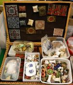 A collection of various dolls house accessories including china wares , metal wares, glass wares,