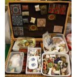 A collection of various dolls house accessories including china wares , metal wares, glass wares,