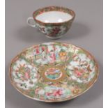 A 19th century Cantonese famille rose teacup and saucer,