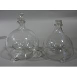 Two 19th century blown glass fly traps,