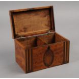 A SHERATON PERIOD INLAID SATINWOOD TEA CADDY, c.