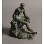 AN EARLY 20TH CENTURY ITALIAN BRONZE FIGURE of Mercury, nude, wings at his heels,