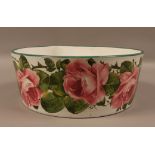 A WEMYSS WARE BOWL, circular painted with a continuous band of roses, green rim line,