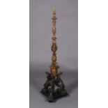 A BRONZE AND LACQUERED BRASS STANDARD LAMP of Neo-Renaissance style, the writhen,