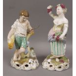 TWO 19TH CENTURY STEVENSON AND HANCOCK DERBY FIGURES emblematic of the seasons,