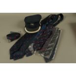 A collection of British Rail, service apparel including a train drivers cap 1981, a belt,